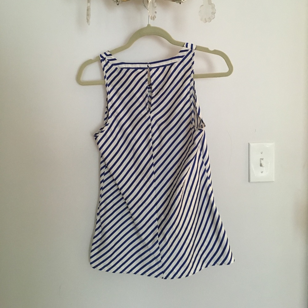 Silky striped blouse with keyhole back